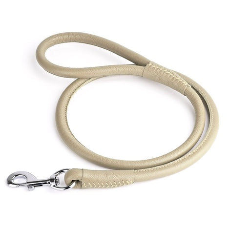 Dogline Soft Round Leather Leash Beige (1/2