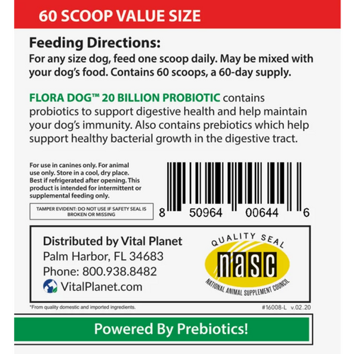 Vital Planet Flora Dog 20 Billion Probiotic Powder