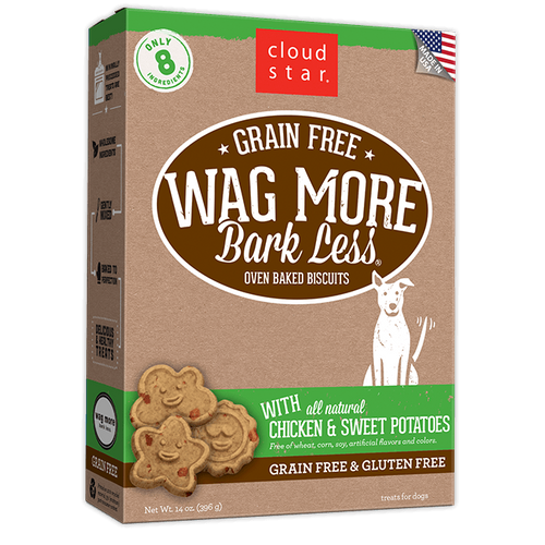 Cloud Star Wag More Bark Less Oven Baked Grain Free Chicken and Sweet Potatoes Dog Treats