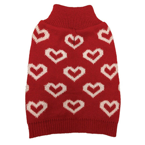 Fashion Pet Allover Red Hearts Sweater (XL)