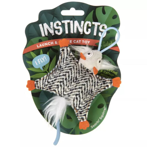 Petlinks® Instincts Soarin' Squirrel™ HappyNip™ Silvervine & Catnip Crinkle Plush Launch and Chase Cat Toy (Small)