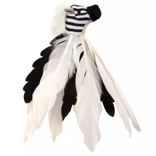 Petlinks® Instincts Zingy Zebra™ Feathered Toss and Chase Cat Toy with HappyNip™ Silvervine & Catnip (Black)