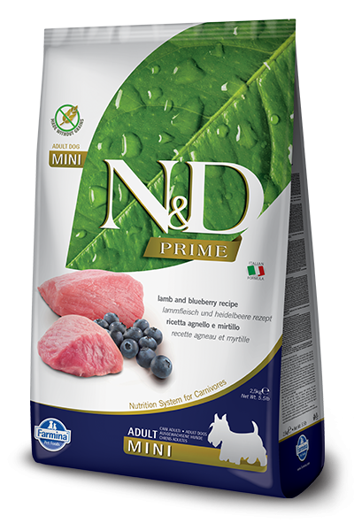 Farmina Prime N&D Natural & Delicious Grain Free Mini Adult Lamb & Blueberry Dry Dog Food