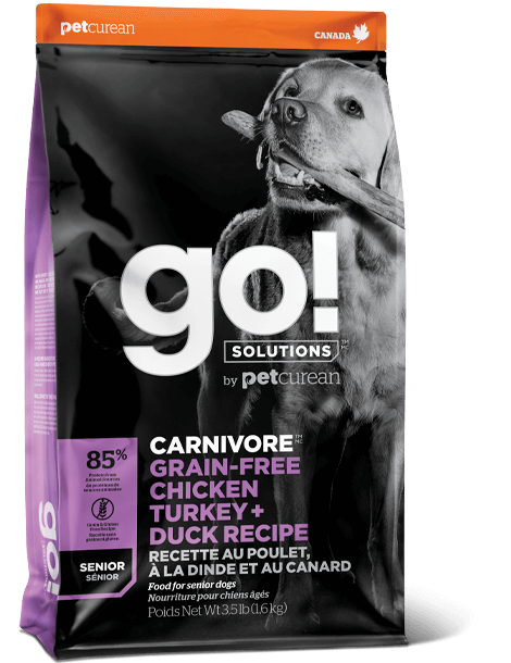 Petcurean GO! Solutions Carnivore Grain Free Chicken, Turkey, & Duck Recipe Senior Dry Dog Food