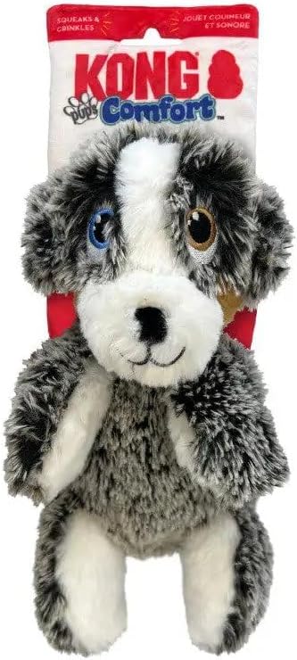 KONG Comfort Pups Low Stuffing Plush Fur and Crinkly Noise with Squeaker (Medium)