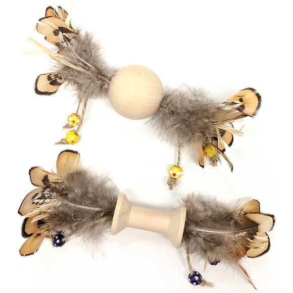 Ethical Pet Spot Love The Earth Wood & Feather Cat Toy