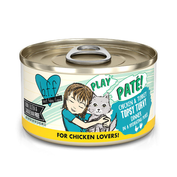 Weruva BFF PLAY Paté Chicken & Turkey Topsy Turvy Dinner in a Hydrating Purée Cat Food (5.5 Oz Can)