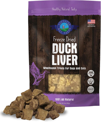 Shepherd Boy Farms Freeze-Dried Duck Liver For Dogs and Cats (8 oz (Large))