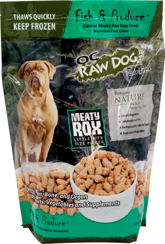 OC Raw Dog Frozen Fish & Produce Meaty Rox