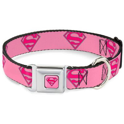 Buckle Down Collar Superman Shield Pink Medium (Medium)