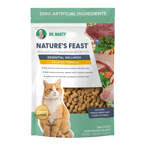 Dr. Marty Nature's Nature’s Feast Essential Wellness Poultry Premium Freeze-Dried Raw Cat Food (12-oz)