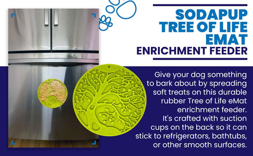 SodaPup Tree Of Life Emat Enrichment Lick Mat With Suction Cups (8” diameter x 0.375” thick)