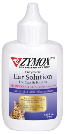 ZYMOX® Enzymatic Ear Solution with 0.5% Hydrocortisone for Cats and Kittens (1.25-oz)