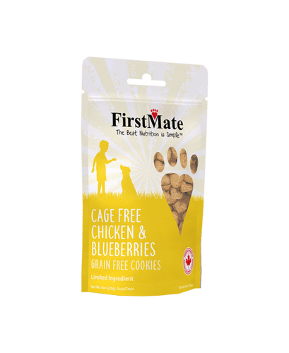 FirstMate Pet Foods Mini Trainers Cage Free Chicken Meal & Blueberries Dog Treats (8 oz)