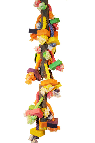 A & E Cage Happy Beaks Hanging Wood Blocks on Rope Large Bird Toy (26 x 4)