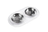 Messy Mutts Double Silicone Cat Feeder with Stainless Saucer Shaped Bowl