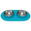 Messy Mutts Double Silicone Dog Feeder with Stainless Bowls