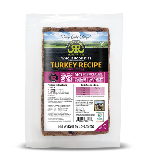 Raised Right Original Turkey Adult Cat Recipe