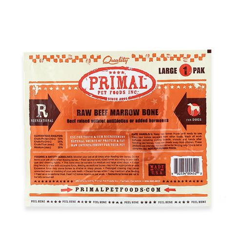 Primal Pet Foods Raw Recreational Beef Marrow Bones (6 Pk)