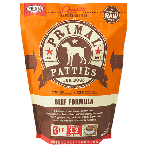 Primal Pet Foods Canine Raw Frozen Patties (Beef 6 Lb)