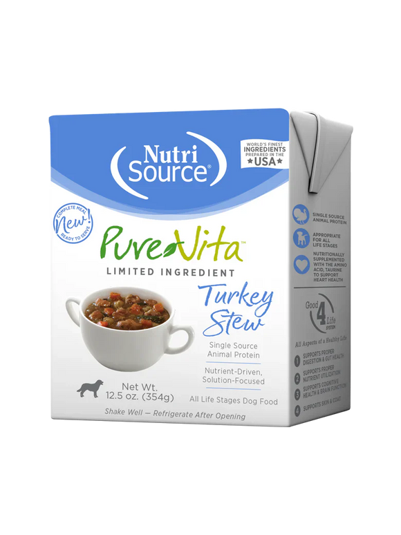 NutriSource® PureVita™ Turkey Dog Stew TetraPaks Wet Dog Food (12.5 oz. Tetra Pak)