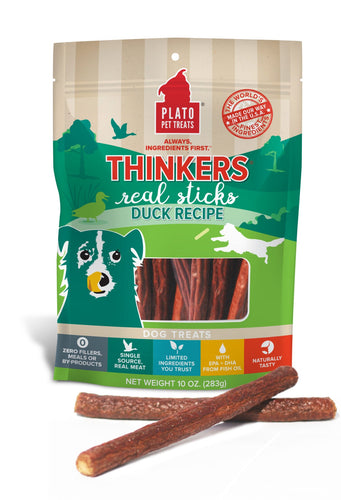 Plato Thinkers Duck Meat Stick Dog Treats (10-oz)