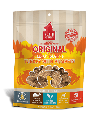 Plato Real Strips Turkey With Pumpkin Meat Bar Dog Treats (6 Oz)