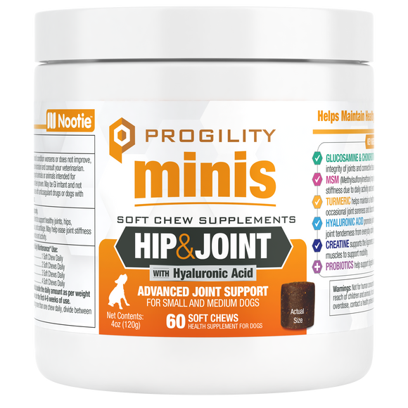 Nootie Progility Minis Hip & Joint Soft Chew Supplement For Small & Medium Size Dogs (60 Count)