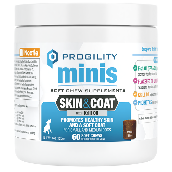 Nootie Progility Minis Skin & Coat Soft Chew Supplement For Small & Medium Size Dogs (60 Count)