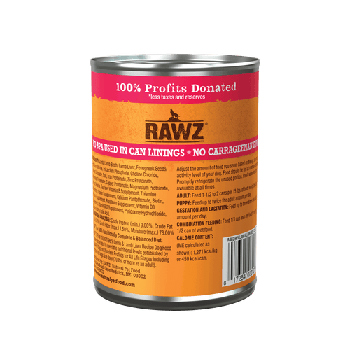 Rawz 96% Lamb & Lamb Liver Dog Food (12.5 oz)