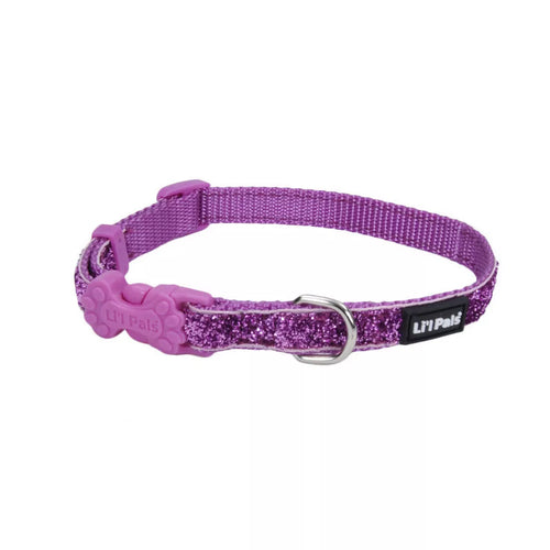 Coastal Pet Products Li'l Pals Adjustable Dog Collar with Glitter Overlay (Orchid Sparkle 3/8 x 8-12)