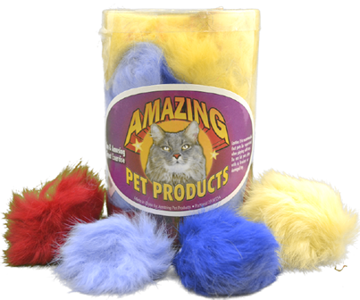 Amazing Cat 2 Real Fur Balls Asst Colors