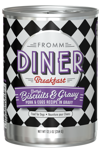 Fromm Diner Breakfast Betty's Biscuits & Gravy Pork & Eggs Recipe in Gravy Food for Dogs