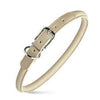 Dogline Soft Round Leather Collar Beige