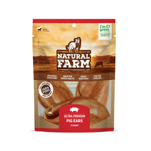 Natural Farm Pig Ears Dog Treats (3 Pack)