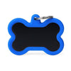 MyFamily ID Tag Hushtag Collection  Aluminium XL Black Bone With Blue Rubber