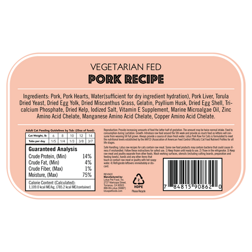 Lotus Cat Raw Food Pork Recipe