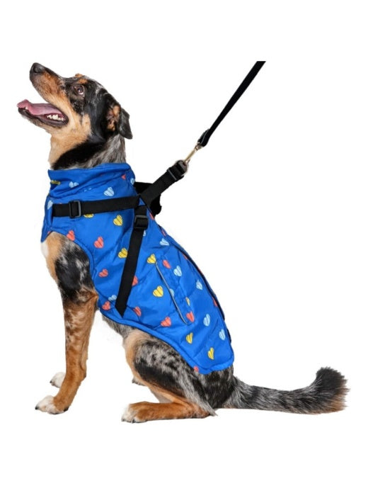 Fashion Pet Blue Puffy Heart Coat Harness (XS)