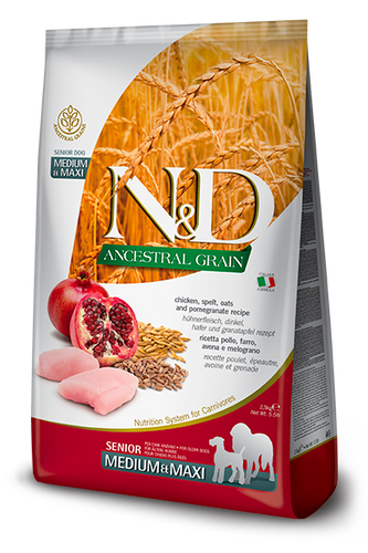 Farmina N&D Ancestral Grain Canine Chicken & Pomegranate Senior Medium & Maxi Food