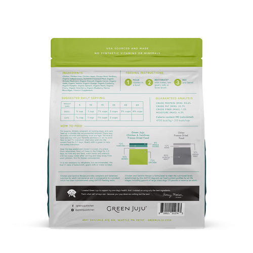 Green Juju Extras Chicken & Sardine – Complete & Balanced Freeze-Dried Meal