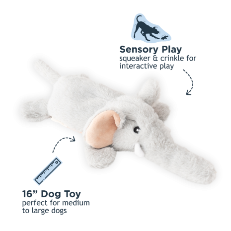 Tall Tails Stuffless Elephant Squeaker Dog Toy