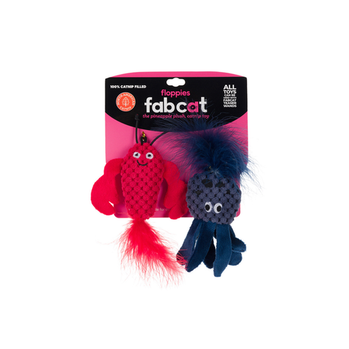 fabdog Floppy Lobster/Octopus 2-Pack Cat Toy