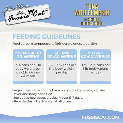 Fussie Cat Tuna with Pumpkin In Goat Milk Mousse & Shreds Kitten Recipe