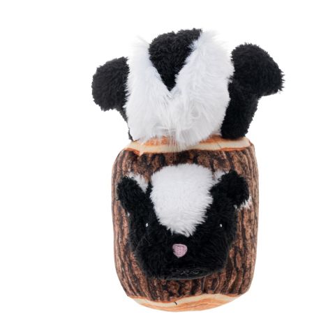 Territory Skunk in Log Moving Plush Dog Toy