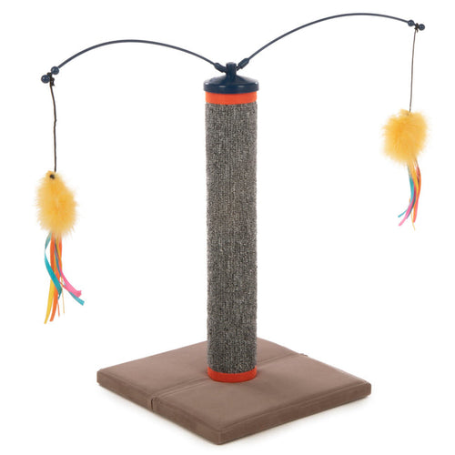 SmartyKat Scratch 'N Spin Carpet Scratching Post with Spinning Wand Toys for Cats & Kittens