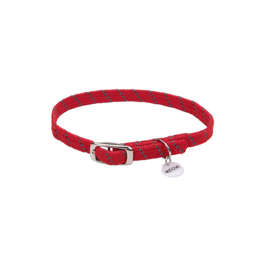 Coastal Pet Products ElastaCat Reflective Safety Stretch Collar with Reflective Charm (Red)