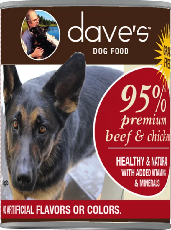 Dave’s 95% Premium Meats™ Canned Dog Food—Beef & Chicken (13 oz Single Can)