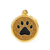 MyFamily Shine Big Circle Gold Glitter Black Paw ID Tag