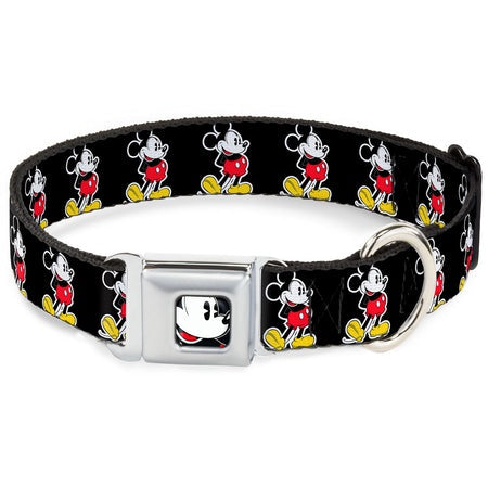 Buckle Down Collar Classic Mickey Mouse Face Black (Large)